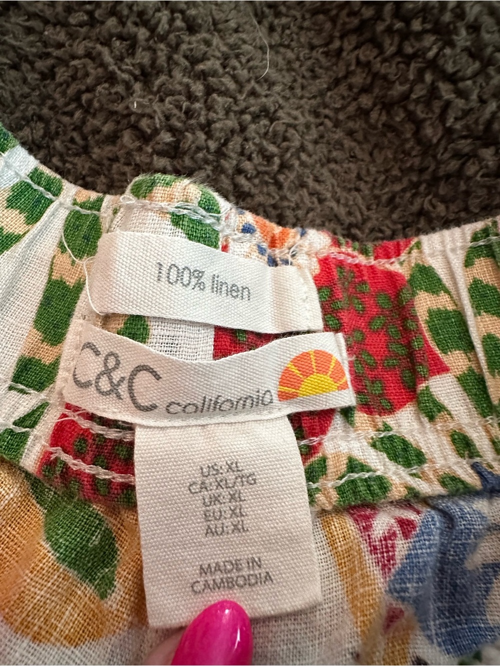 C&C California Tropical Linen Pants in Red, Green, Blue & Orange - Picture 3 of 4